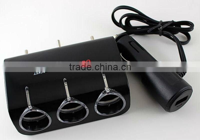 12V/24V 3 way sockets with USB and switch