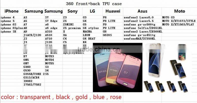 hot selling for galaxy note 7 tpu full cover case, 360 degree tpu protective case for samsung note 7