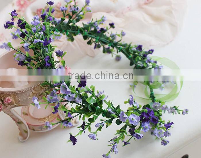 Artificial plum blossom Flower Bridal Hair Accessory Head Wreath Garland For Wedding Prom Party And Christmas Decoration