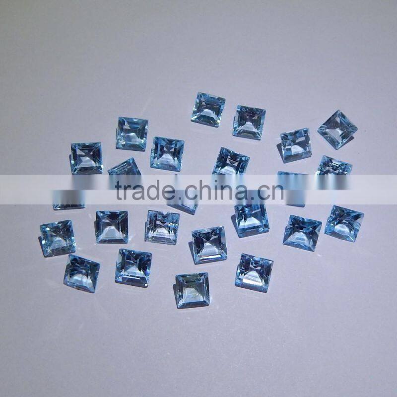 NATURAL SKY BLUE TOPAZ CUT FACETED GOOD COLOR & QUALITY 6 MM SQUARE LOT