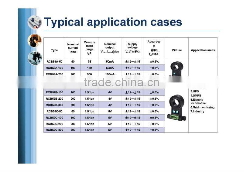 single voltage large install aperture current transducer /sensor RCS11A-100