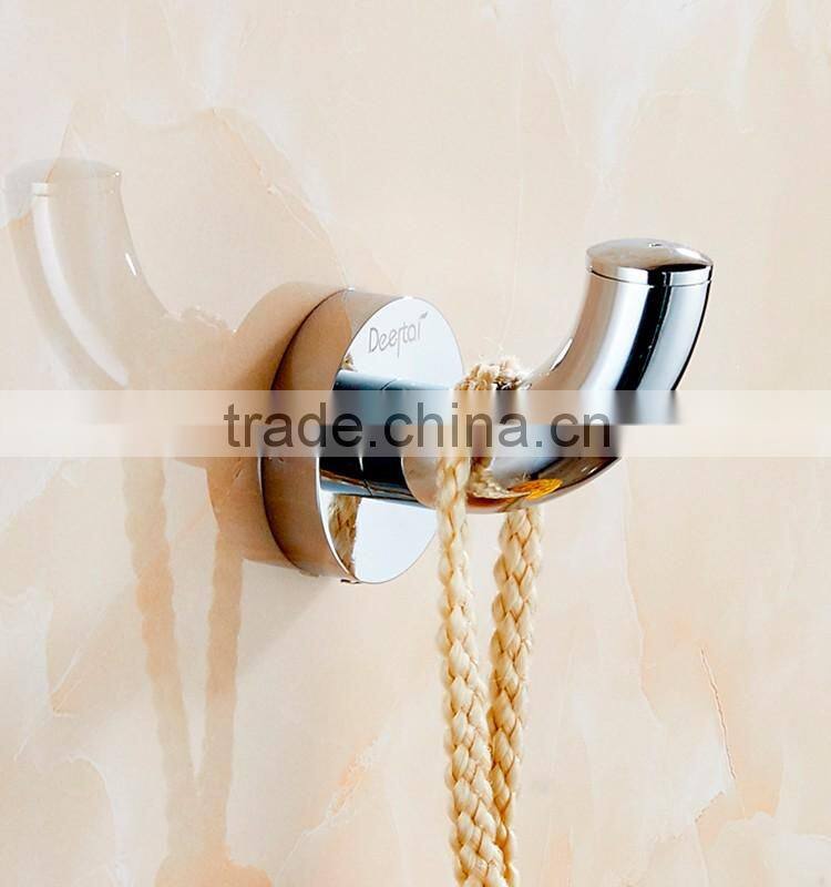 bathroom accessory with brass single robe hook for shower rail.