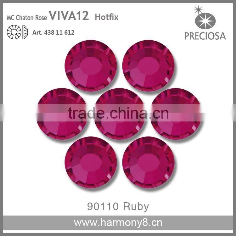 PRECIOSA Flat Back Hot Fix Rhinestones, Ruby MC Chaton Rose VIVA12