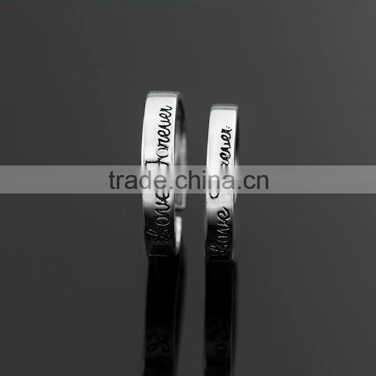 Fashionable 925 silver plated wedding couple rings fashion jewellery engagement ring for lovers jewelry wholesale alibaba