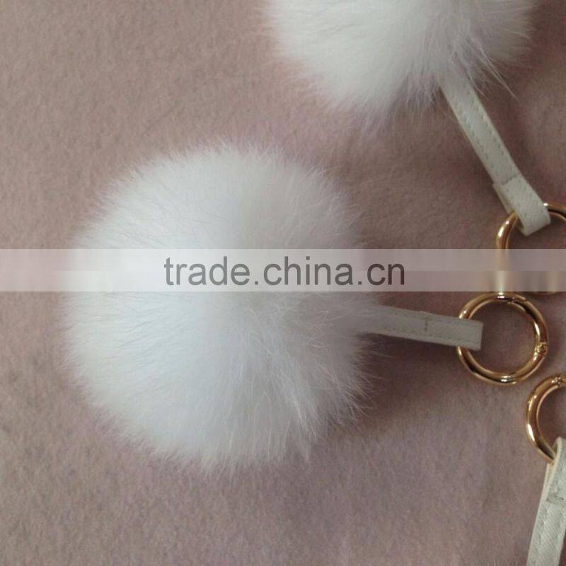 10CM fluffy fox fur pom pom ball keychain