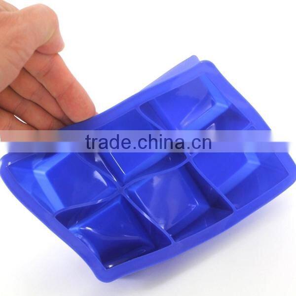 6 square cavity silicone ice cube maker mold for drinking whisky