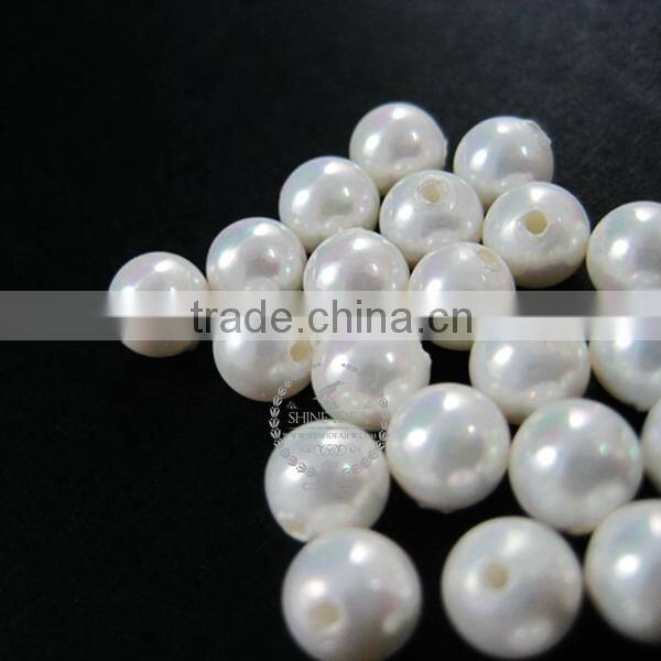 6mm half drilled white round artificial imitation mother of pearl shell pearl beads for earrings studs DIY supplies 3021049