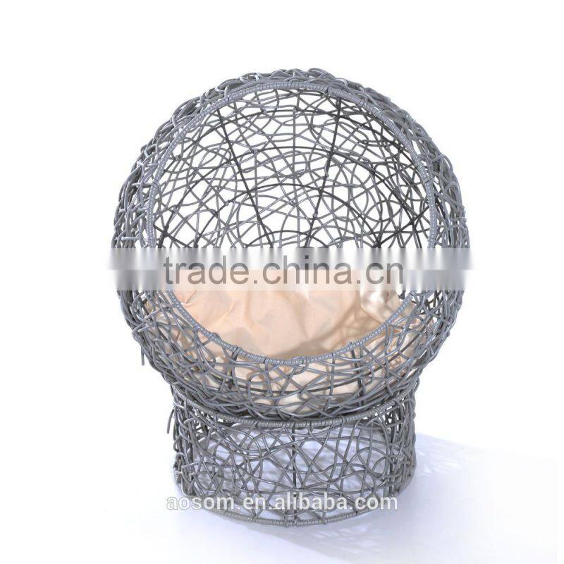 Pawhut 24" Gray/Beige Hooded Rattan Wicker Elevated Cat Bed