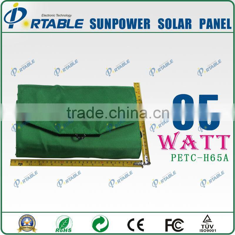 65W sunpower high efficiency pv solar panel for phone,lap top/12V battery