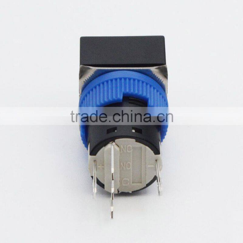 plastic switch square 16mm push button micro on/off switch orange led