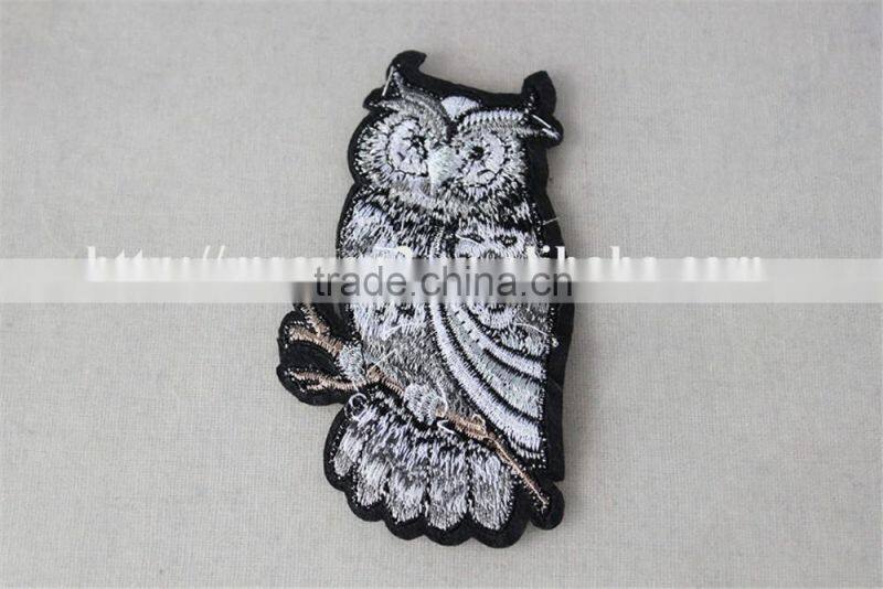 2016 hot selling patches embroidery iron on embroidery owl pattern patch trim