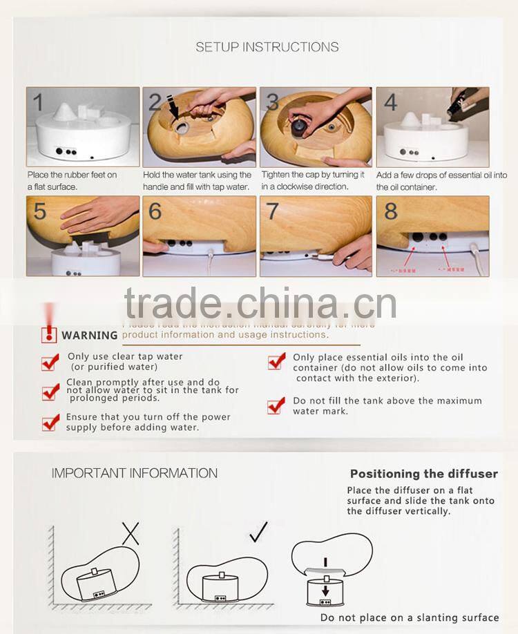 2015 aroma diffuser portable electric ultrasonic cool & warm mist humidifier