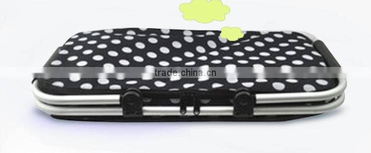 New Eco Friendly Oxford Fabric Collapsible Reusable Cooler Bag Folding Picnic Shopping Basket Black