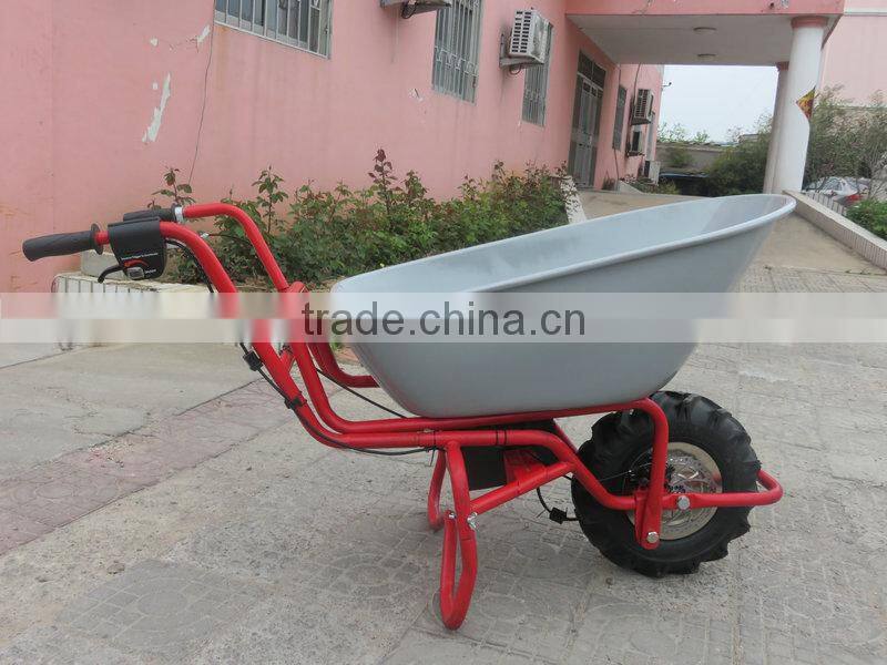 Construction electric wheelbarrow with motor and brake