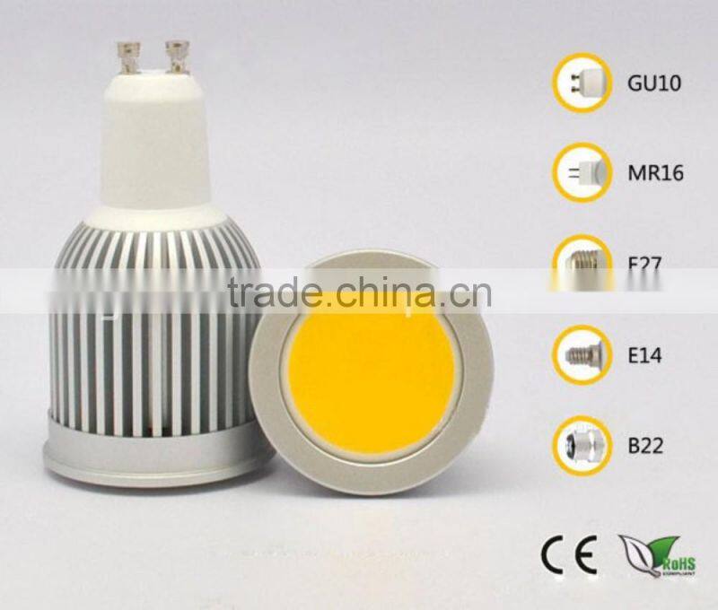 gu10/mr16/e14/e27/b22 base 7w/5wcob led bulb 7w