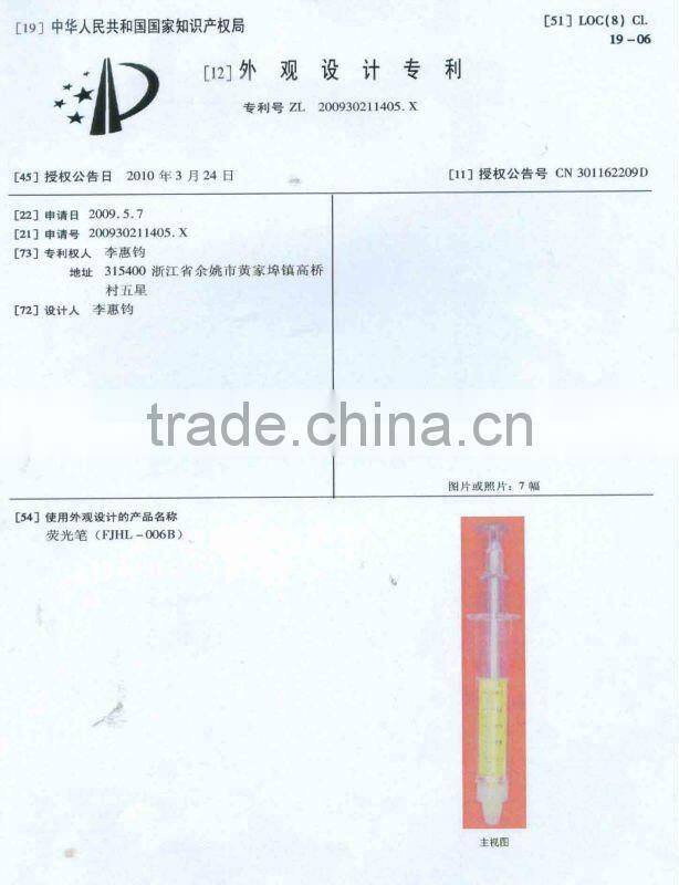 syring shaped ballpint and highlighter pen