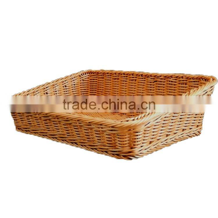 S&D Food Grade Hot Selling poly rattan rectangle handmade washable Fiber storage plastic fruit tray