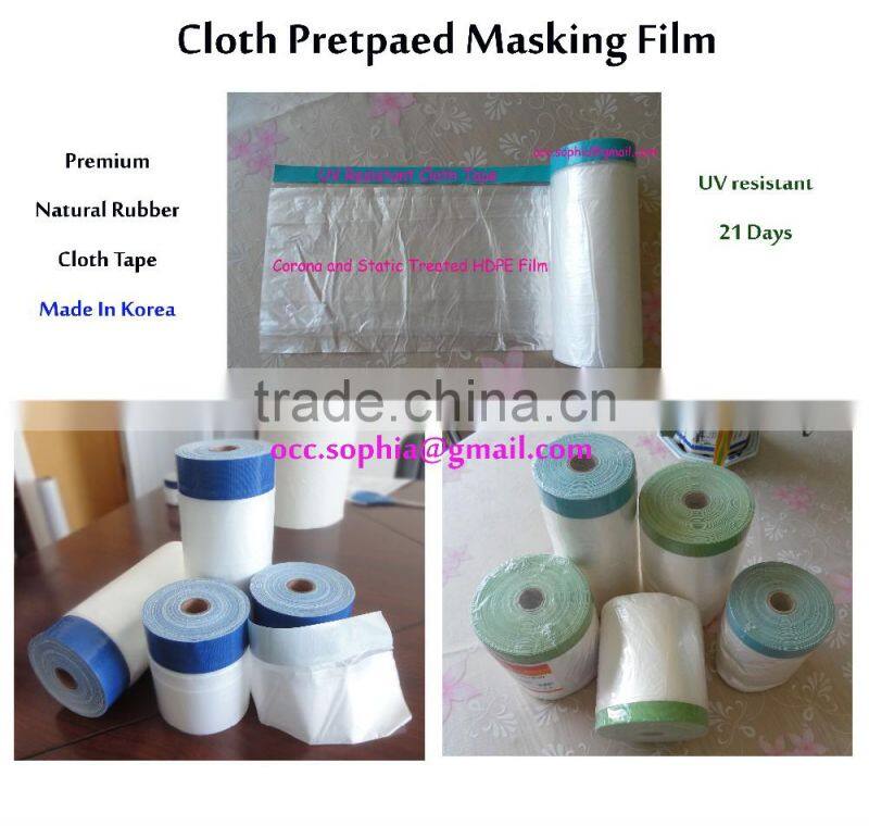UV resistant pretaped plastic film