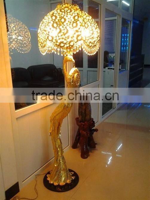 Antique Copper 24K Gold Plated Peacock Floor Lamp Clock, Peacock Hanging Floor Clock