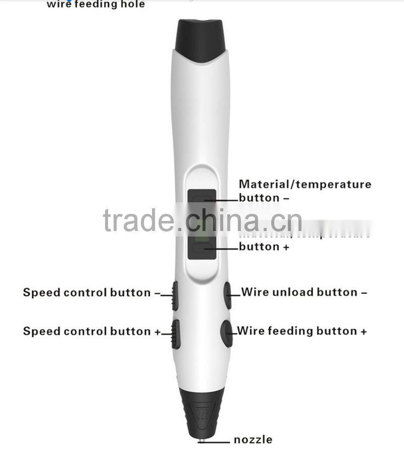 2016 Hotsale Factory price PLA filament 3d printing pen for children diy 3d drawing pen
