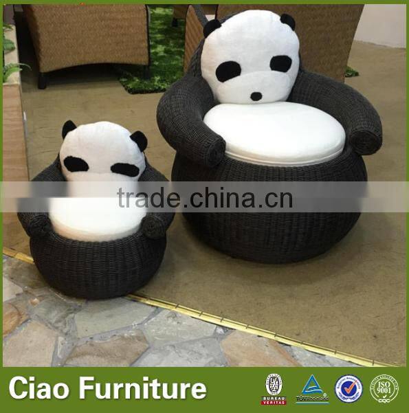 Modern cute panda rattan sofa living room coner sofa furniture