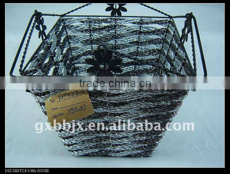 Paper rope wire square hanging storage scrap baskets