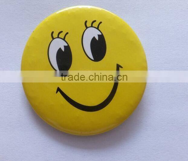 September smile face printed tin button reflective metal badge