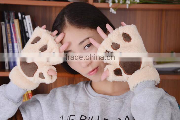 Winter warm animal plush gloves cute