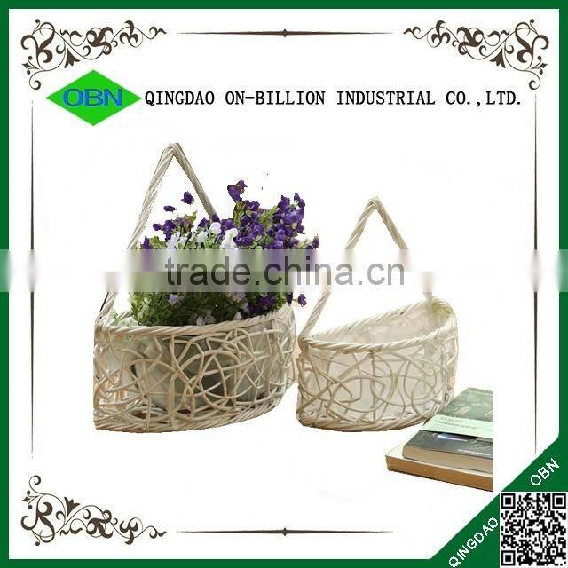 Willow wicker decoration wall hanging plant basket