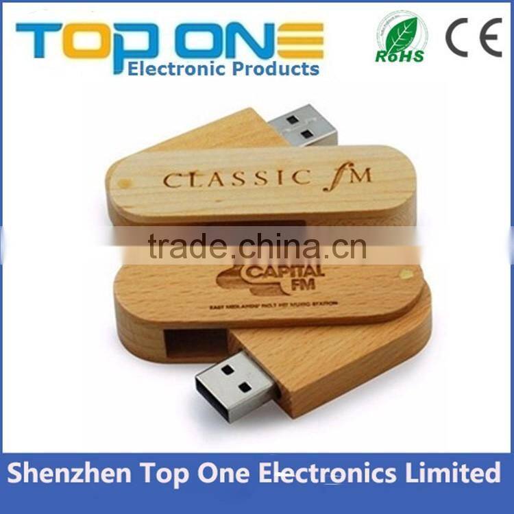 Wood Twist USB memory stick , Promotional Swivel USB Flash Drive with Custiomized Logo
