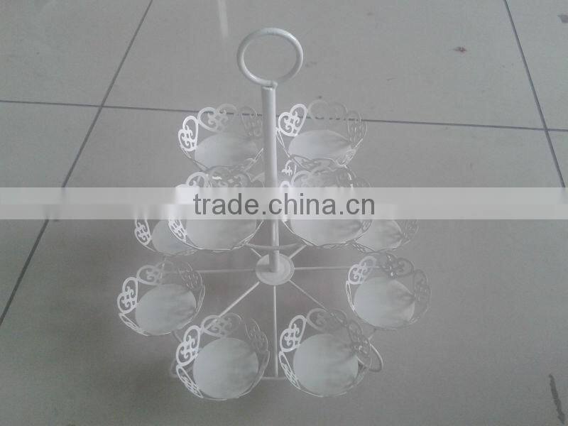 powder coated metal wire white 2-tier Round Shape Wire Cupcake Stand-cake tools-hold 12 cups of cake