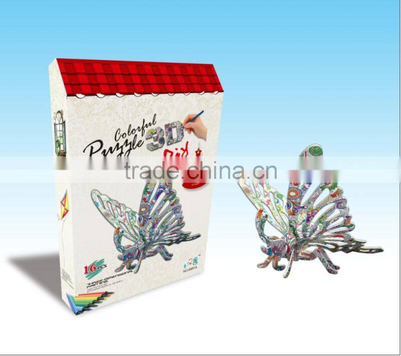 newly-developed 3D painting paper puzzle butterfly for kids LT8881B