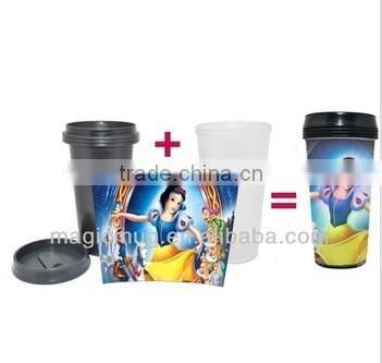 450ml Double Wall Promotional travel coffee mug with paper insert
