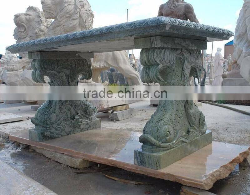 Fish Statue Feet Marble Garden Long Table