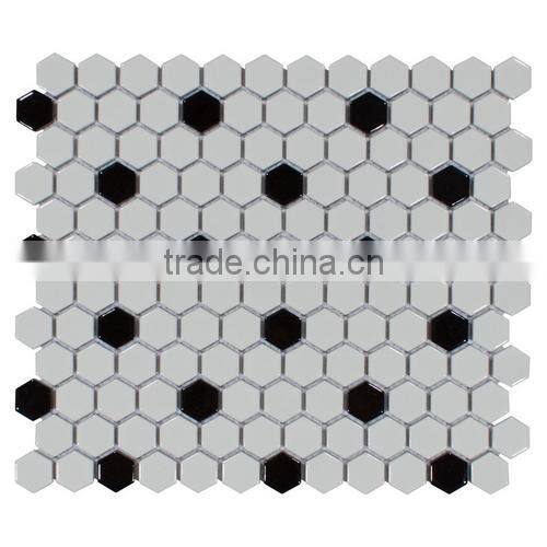 MM-CV255 Competitive price interior decoration natural hexagon white with black marble mosaics