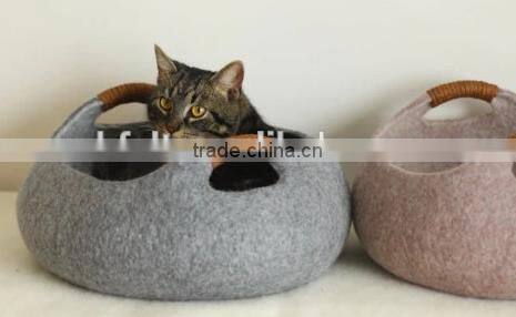 Gray felted wool cat cocoons