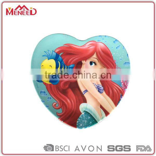 FDA heart shaped princess printing restaurant cheap ps led diffuser plastic plate