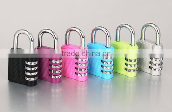 Colored 4 digit zinc alloy decorative travel password lock