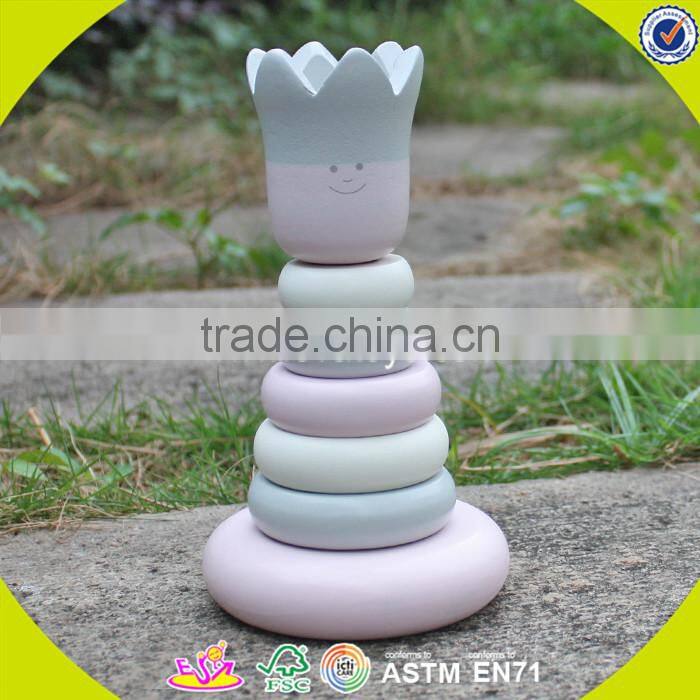 wholesale baby lovely wooden stacking blocks doll educational kids pink wooden stacking blocks doll toy W13D077A