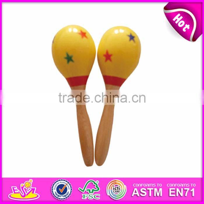 2017 Handmade toy percussion instrument wooden baby maracas for sale W07I059