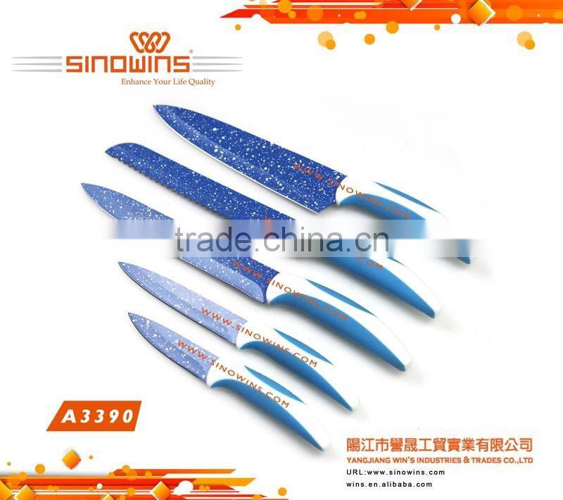 Fashionable and Durable 5pcs Non-stick Coating Knife Set