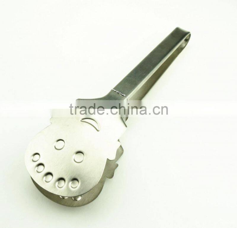 39003 Smile Face Stainless Steel Kitchen Tongs BBQ Grill Food salad Tongs Ice Tongs