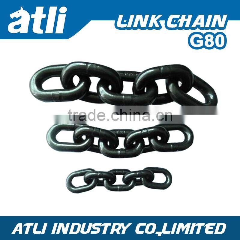 high tensile G80 guaranted 100% iron black painted link Chain