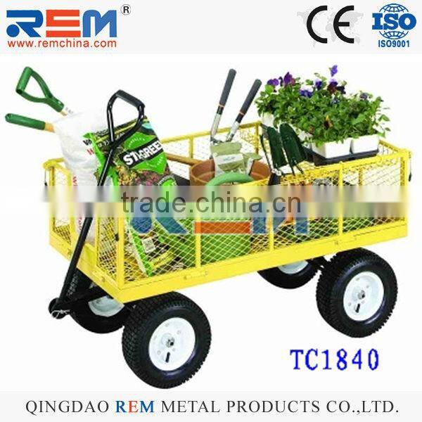 TOOL CART TC1840 GARDEN TOOL CART FOUR PNEUMATIC WHEEL METAL PAN GALVANIZED WHEEL RIM