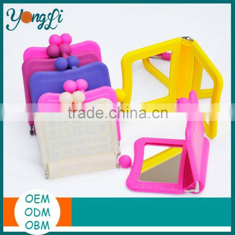 Hot Sales Silicone Metal Pocket Mirror Cosmetic Wedding Gift Pocket Mirror