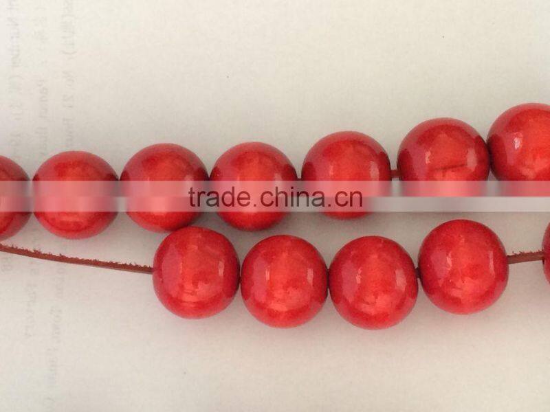21pcs Wooden Pearl Sexy Poland Jewelry Charming Red Lady Bead Chain Big Red Bead Necklace 85cm
