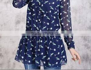 2015 Fashion Chiffon Long Sleeve Chiffon Shirts for Women