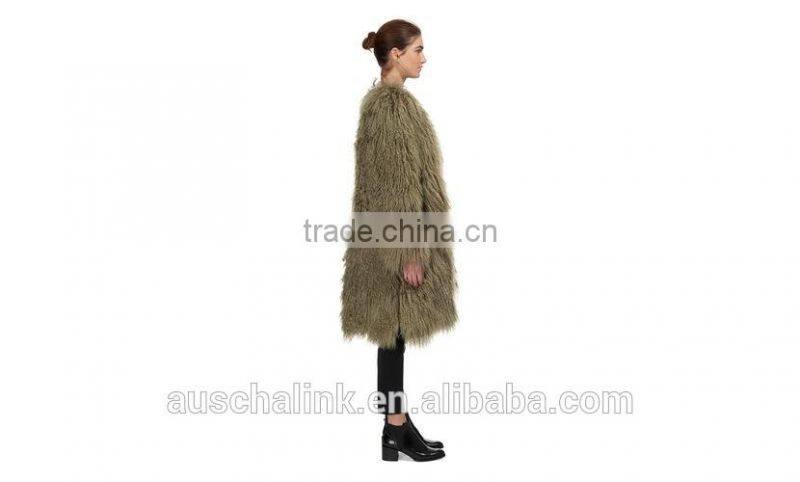 best selling fashion green sheepskin long coats for ladies