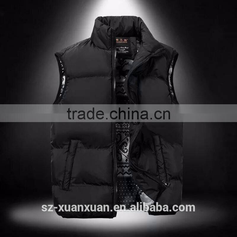 2016 custom winter warm casual thick down jacket waistcoat for men design