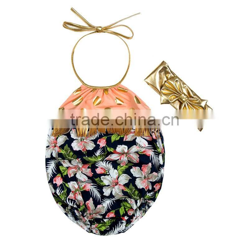 Baby Bubble Romper Cheap Baby Girl Cotton Summer Clothes Set With Match Bow Headband Designer Baby Clothes Girls